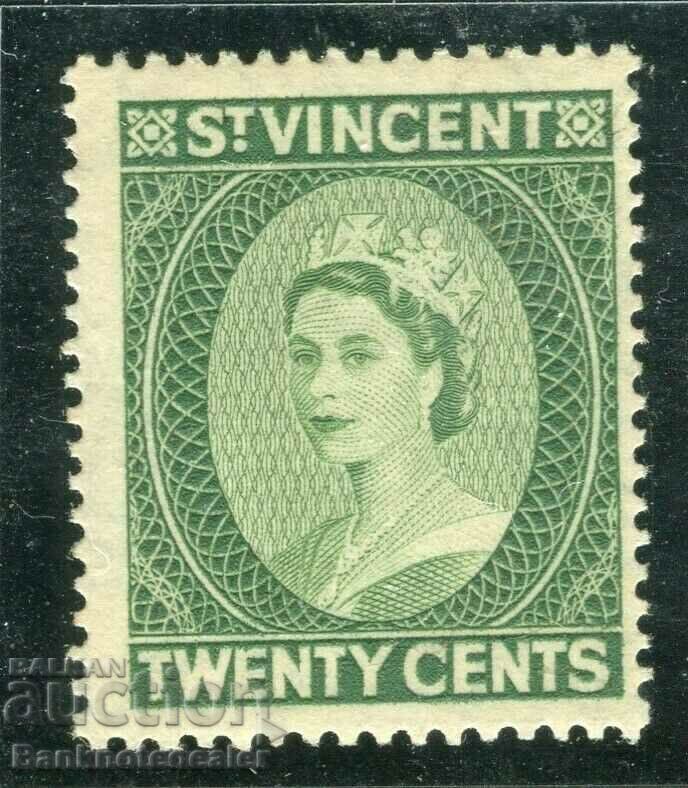 St. Vincent 20 cents 1955 MNH