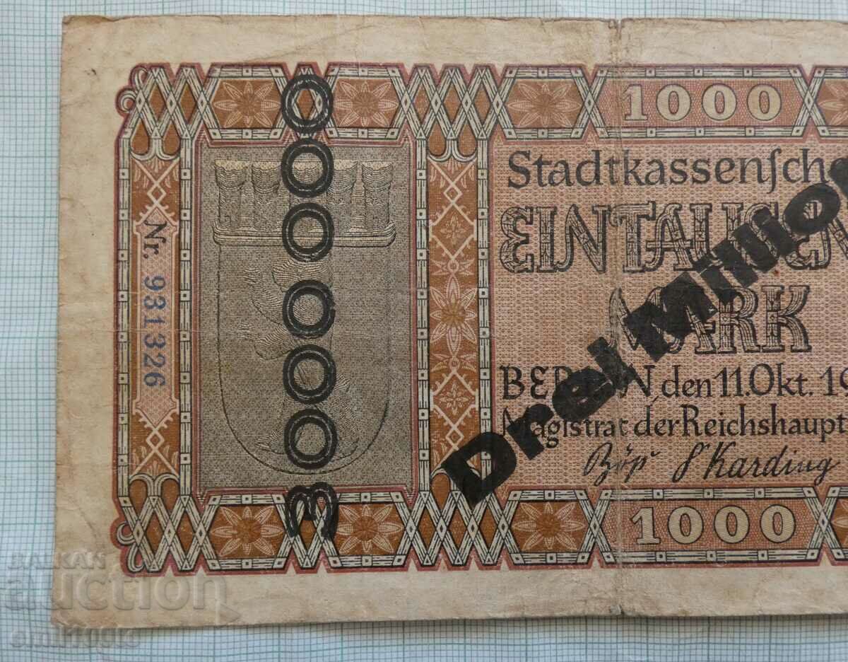 3 milioane de mărci 1922 Germania 1000 de mărci notgeld Berlin cu preț 19.00 BGN | € 9.71