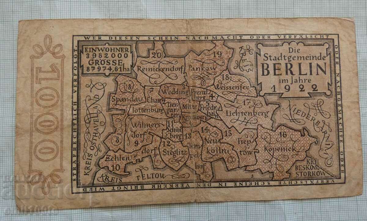 Livrarea 3 milioane de mărci 1922 Germania 1000 de mărci notgeld Berlin