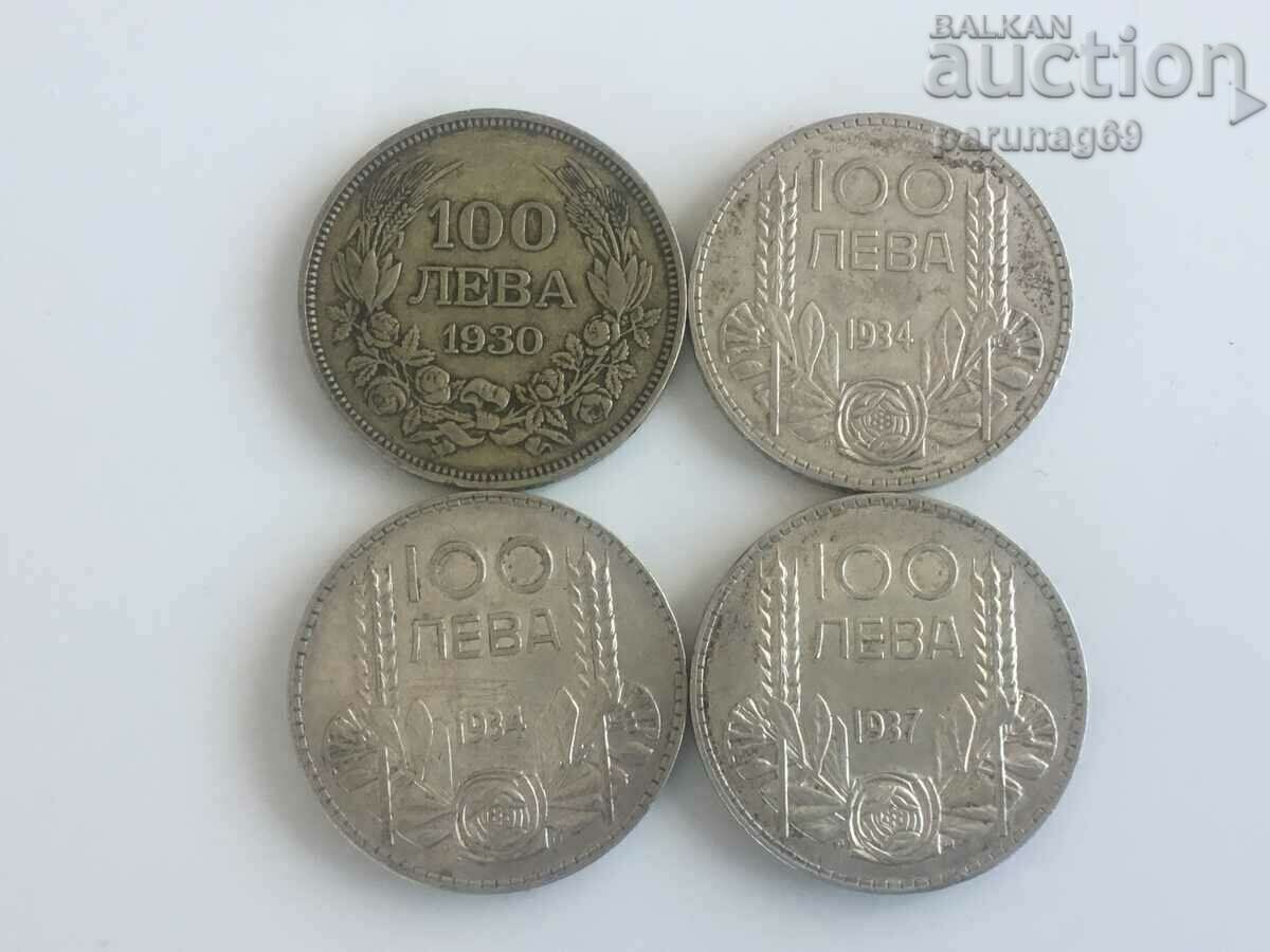 Bulgaria 100 BGN 1930, 1934 and 1937 4 pieces (L.46.2)