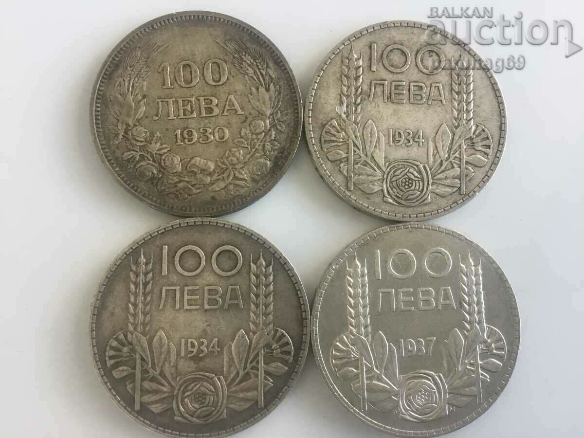 България 100 лева 1930,1934 и 1937  година 4 броя  (L.46.8)