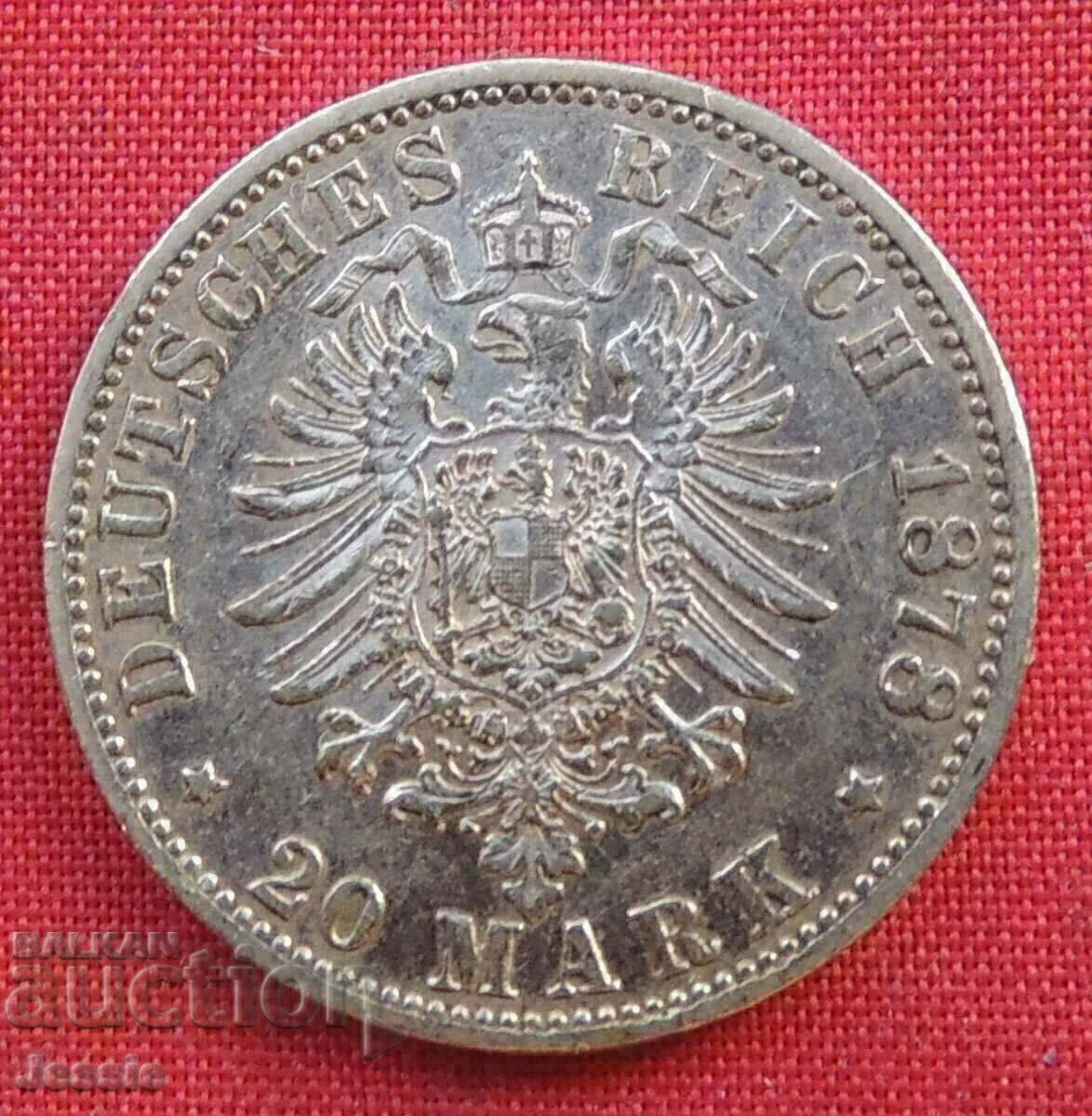 20 Mark 1878 Germany XF BAYERN (gold) R