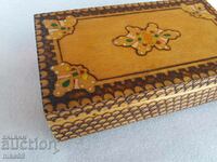 Old wooden soc box with pyrography