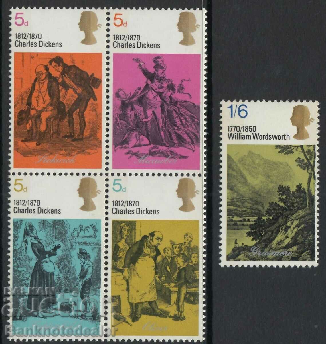 GB 1970 Dickens & Wordsworth set SG 824 - 828 N03