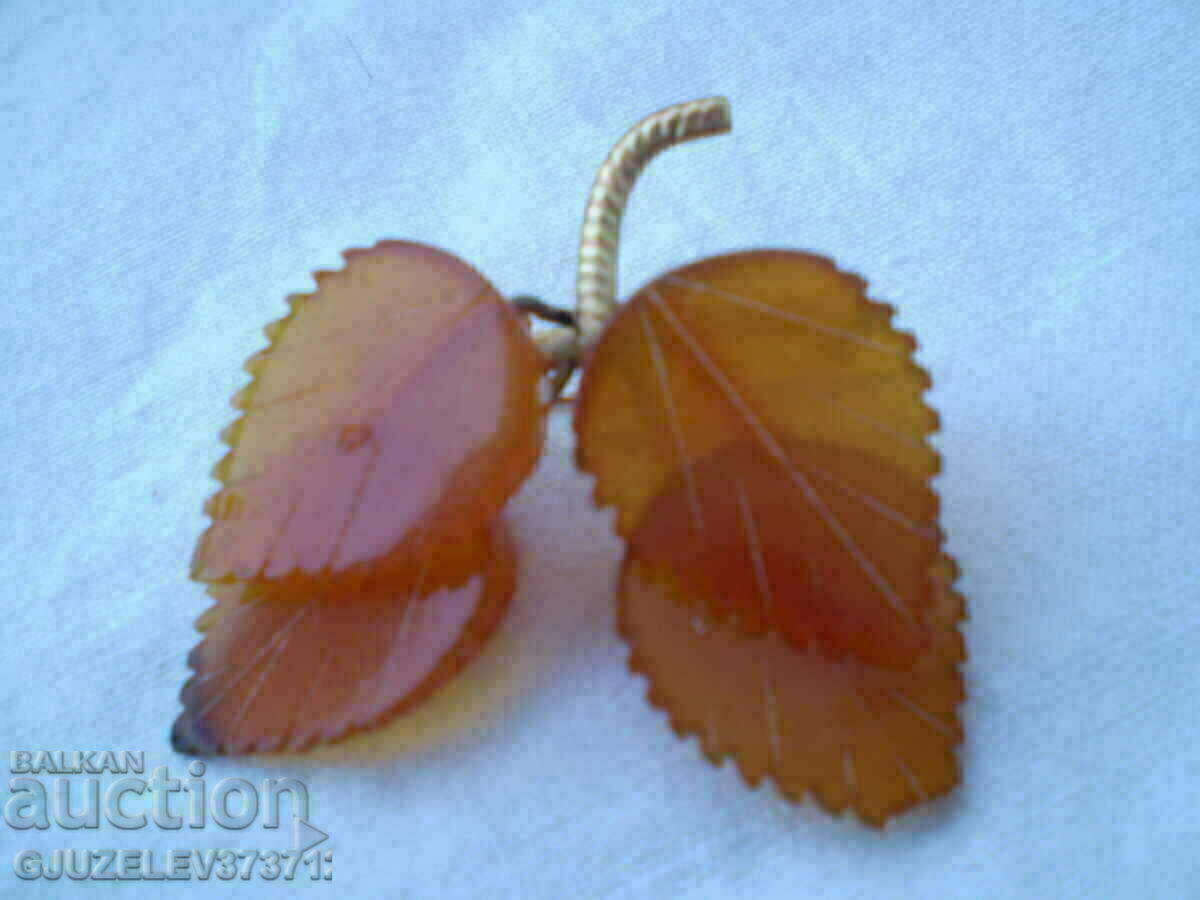 Antique gilded amber brooch - 5 Antique gilded amber brooch - 5