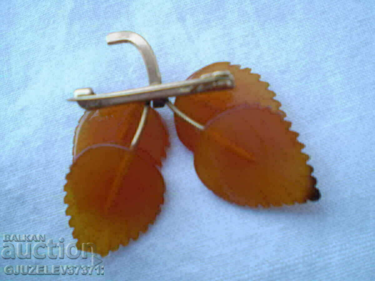 Antique gilded amber brooch - 7 Antique gilded amber brooch - 7