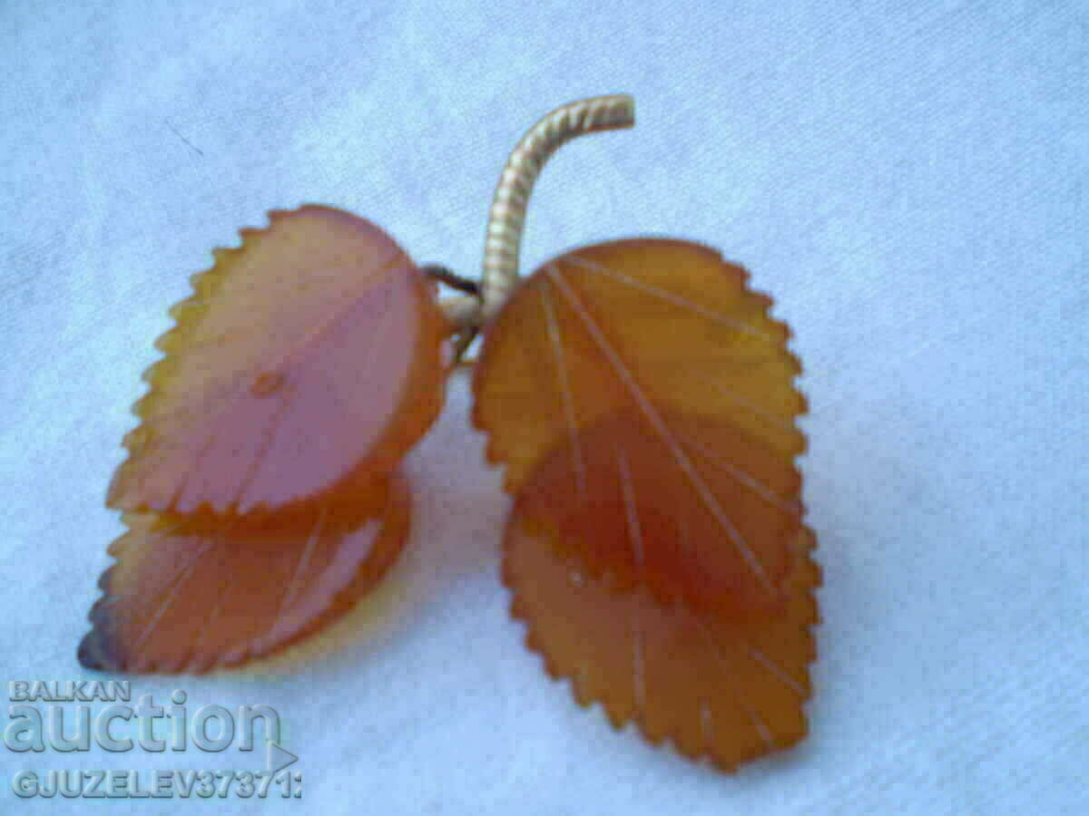 Antique gilded amber brooch Antique gilded amber brooch