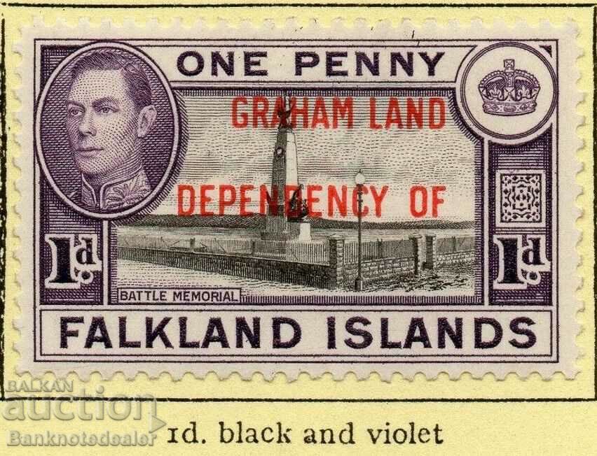 Insulele Falkland 1944 Emisiune Fine Mint Balamale 1d. Graham Land