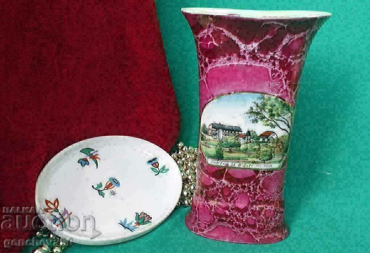 Bavaria porcelain vase and saucer