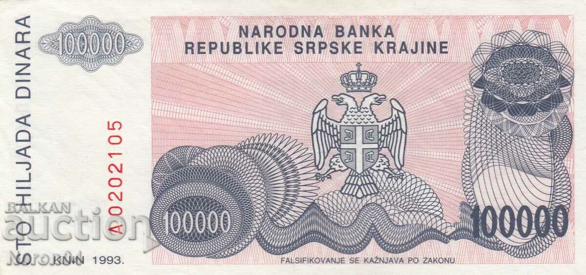 100,000 dinars 1993, Republika Srpska Krajina