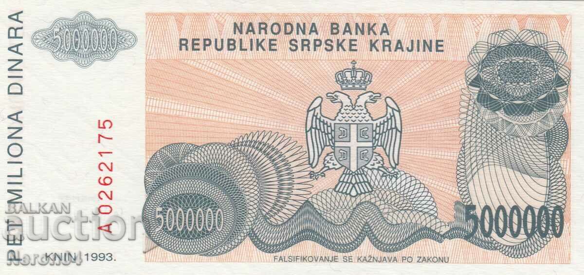 5.000.000 de dinari 1993, Republica Srpska Krajina