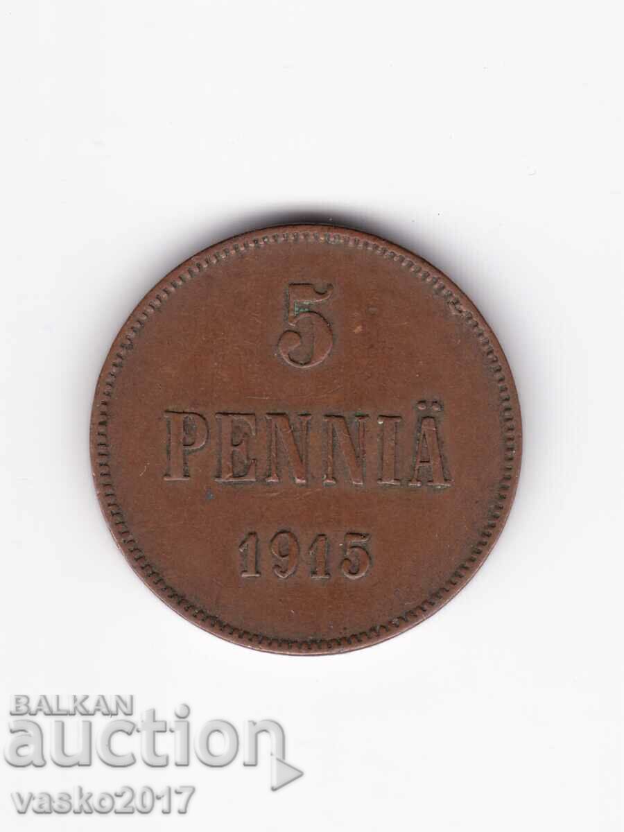 5 PENNIA - 1915 Russia for Finland