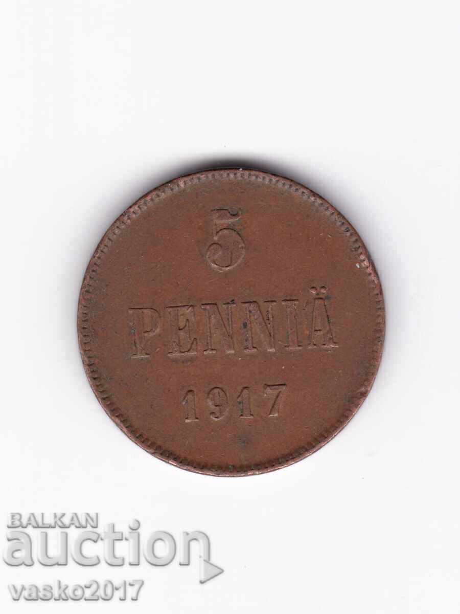 5 PENNIA - 1917 Russia for Finland