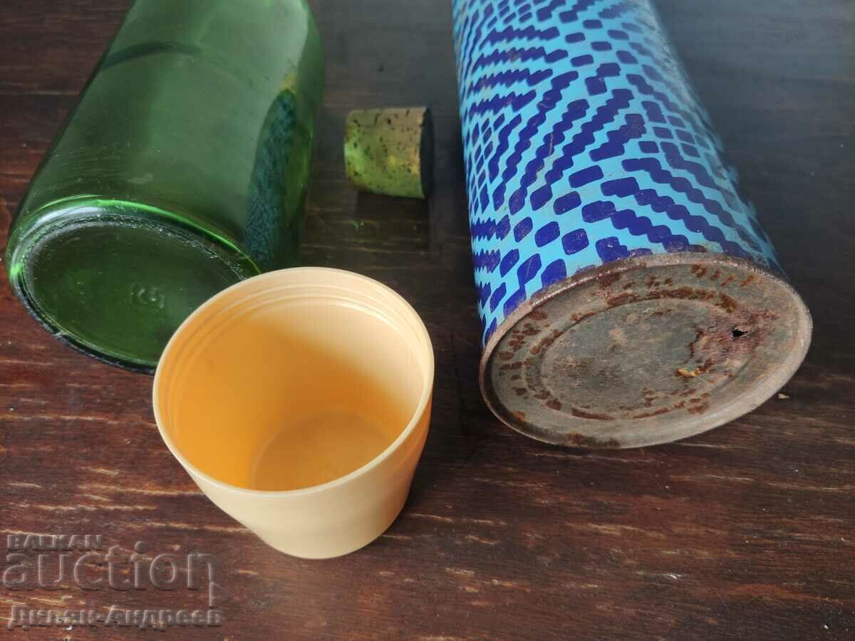 Auction  Retro glass bottle for boza and thermos