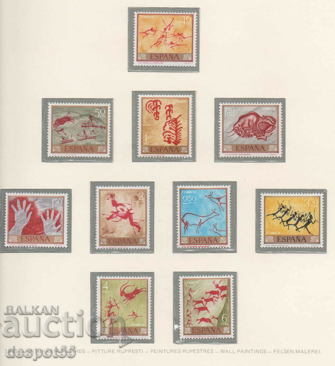 1967. Spania. Picturi rupestre - Ziua timbrului poștal.