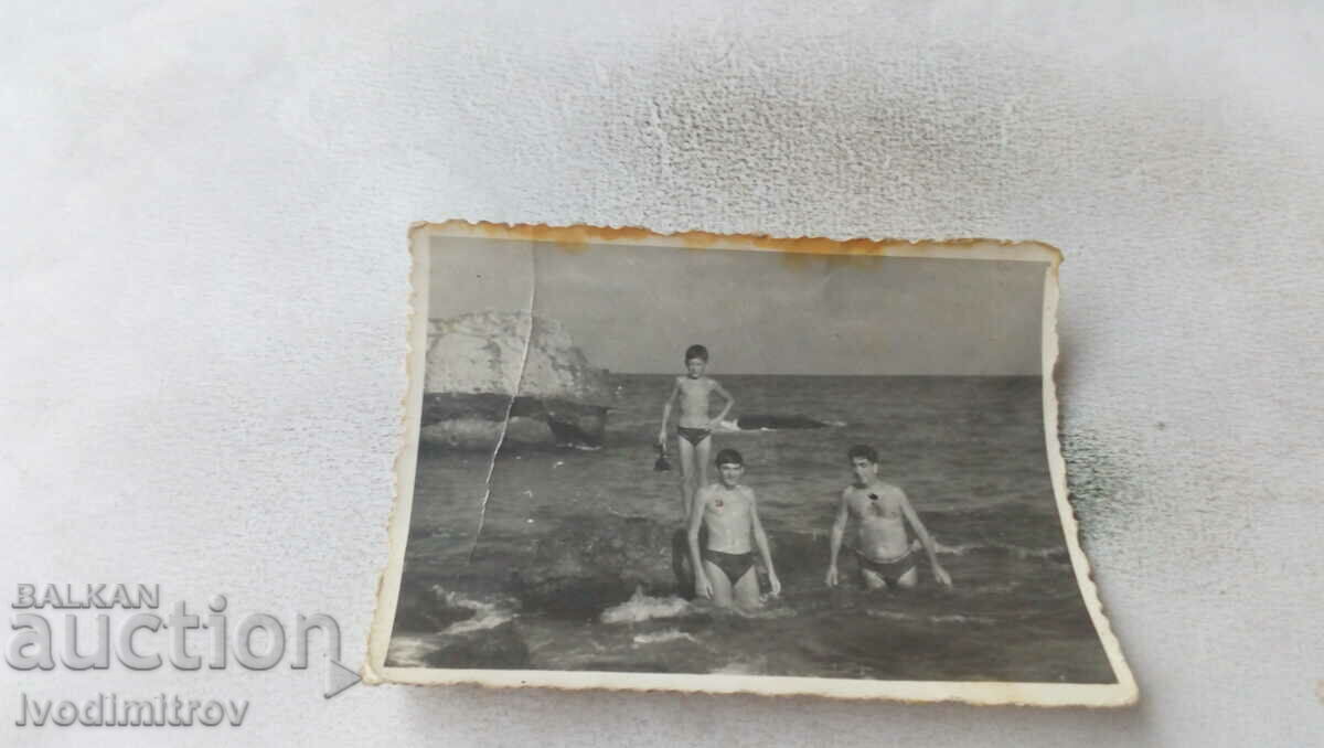 Photo Varna Two boys in swimsuits in the sea 1961
