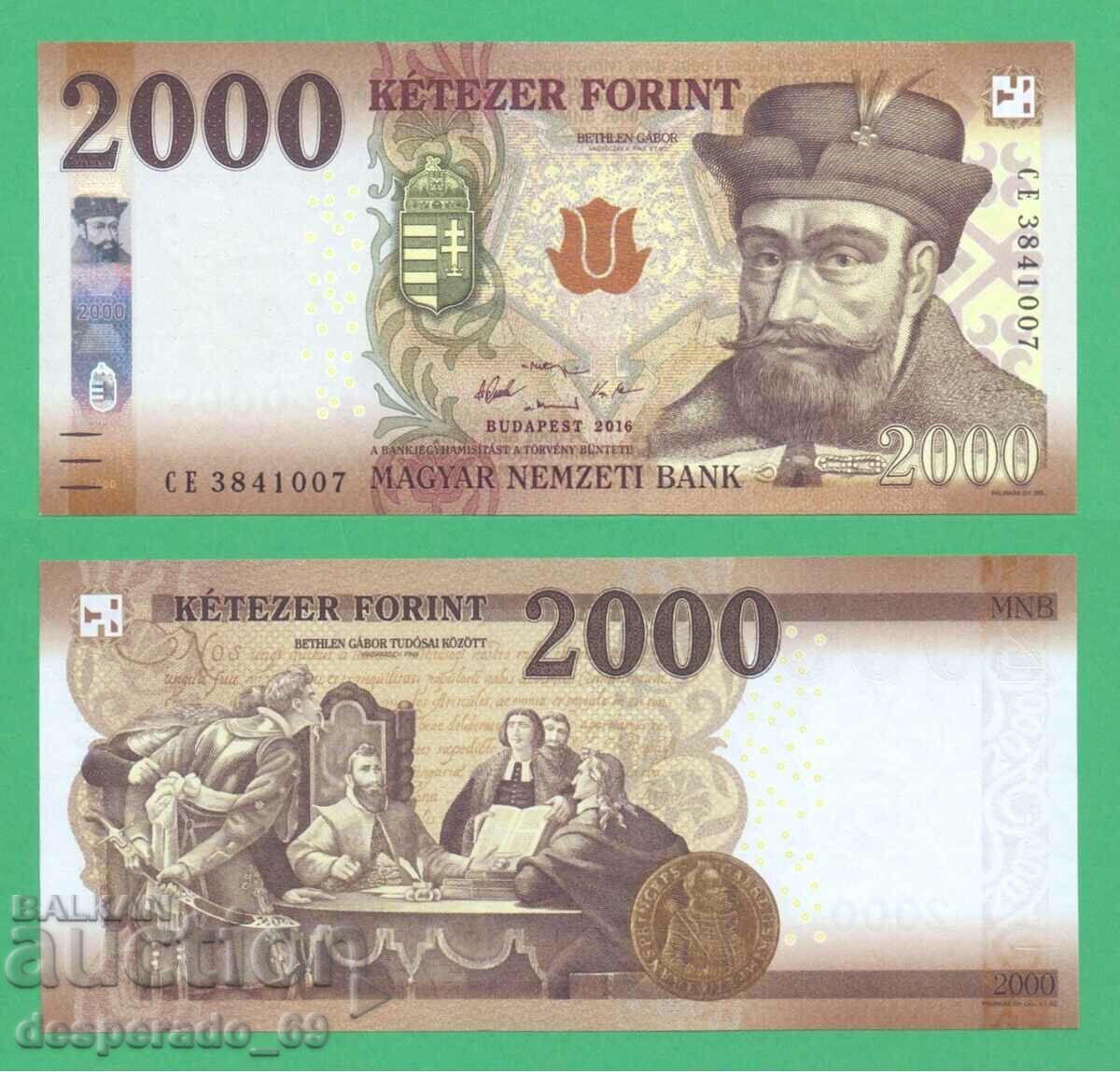 (¯`'•.¸ HUNGARY 2000 forint 2016 UNC ¸.•'´¯)