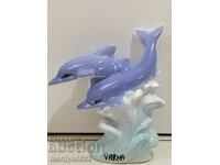 Bulgarian porcelain figure of dolphins plastic sculpture