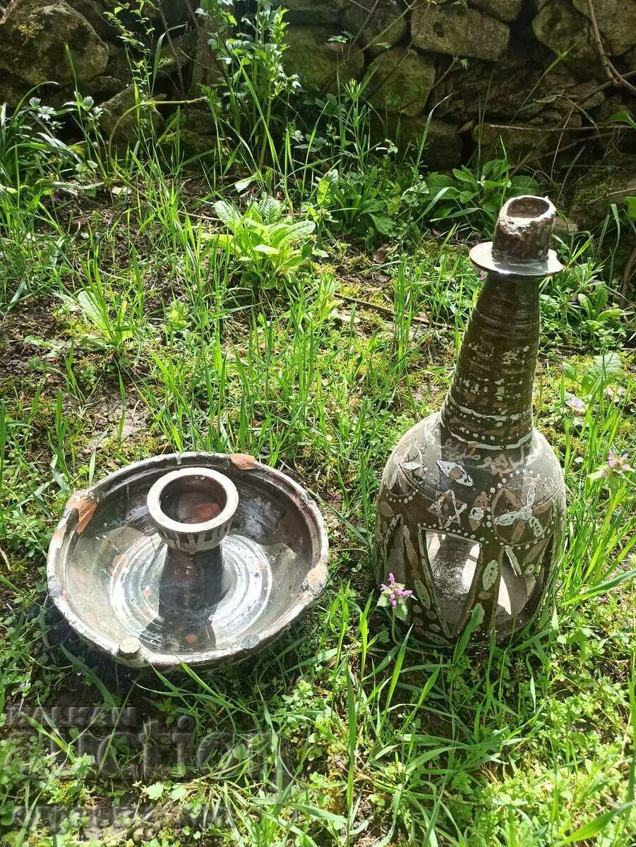 Antique Old Ottoman Turkish Ceramic Candlestick