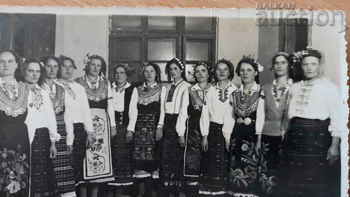 Auction women in traditional costume vintage photo card Auction women in traditional costume vintage photo card