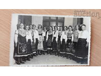 women in traditional costume vintage photo card