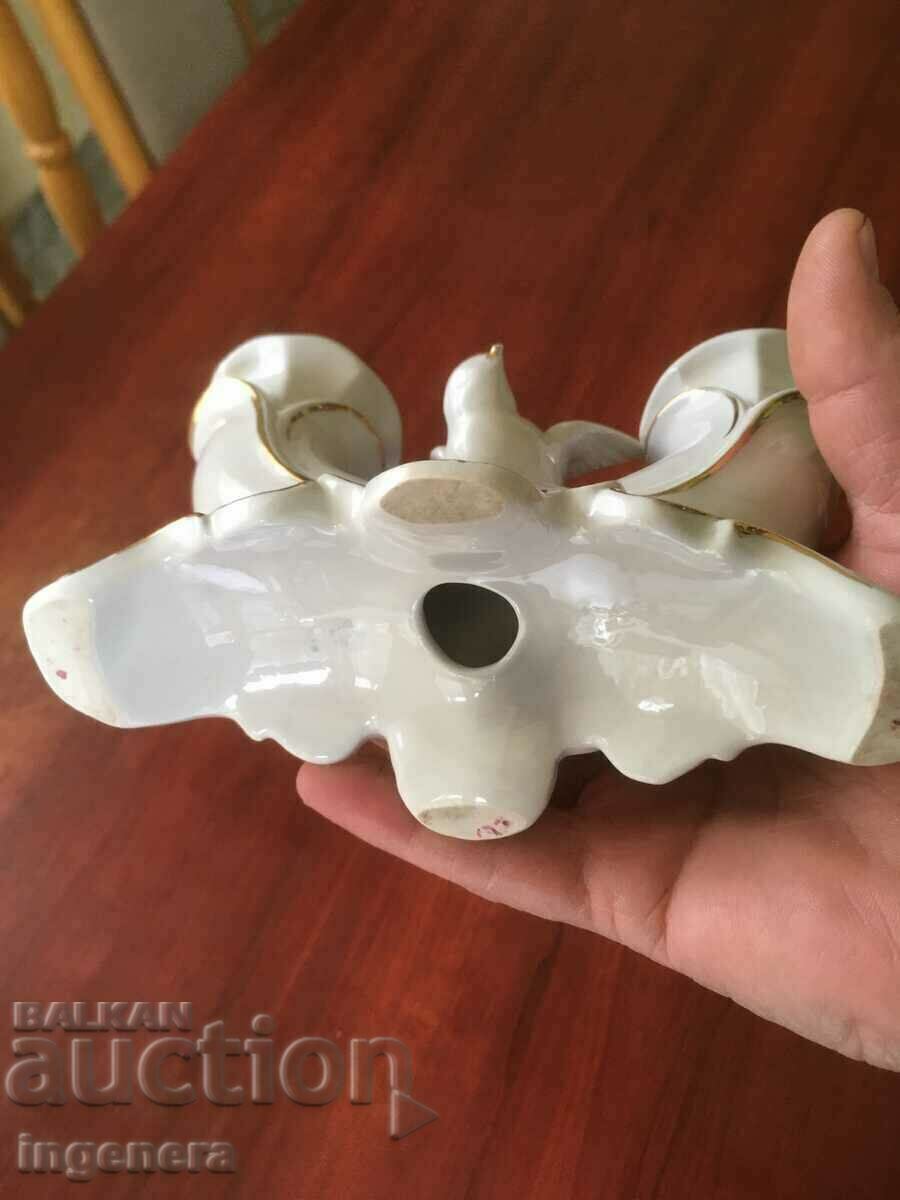 CANDLEHOLDER STATUTE FIGURE PORCELAIN GOLDEN BEAUTY - 5 CANDLEHOLDER STATUTE FIGURE PORCELAIN GOLDEN BEAUTY - 5