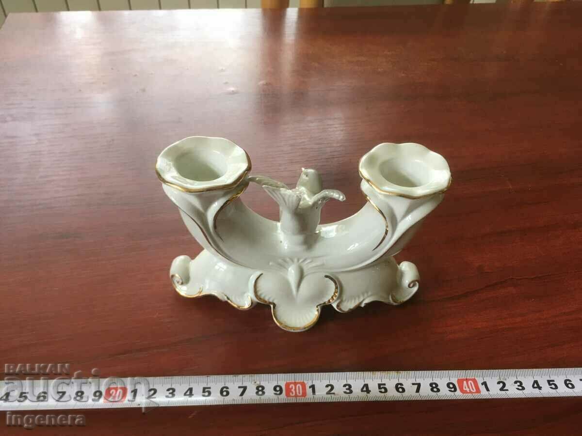 CANDLEHOLDER STATUTE FIGURE PORCELAIN GOLDEN BEAUTY - 6 CANDLEHOLDER STATUTE FIGURE PORCELAIN GOLDEN BEAUTY - 6