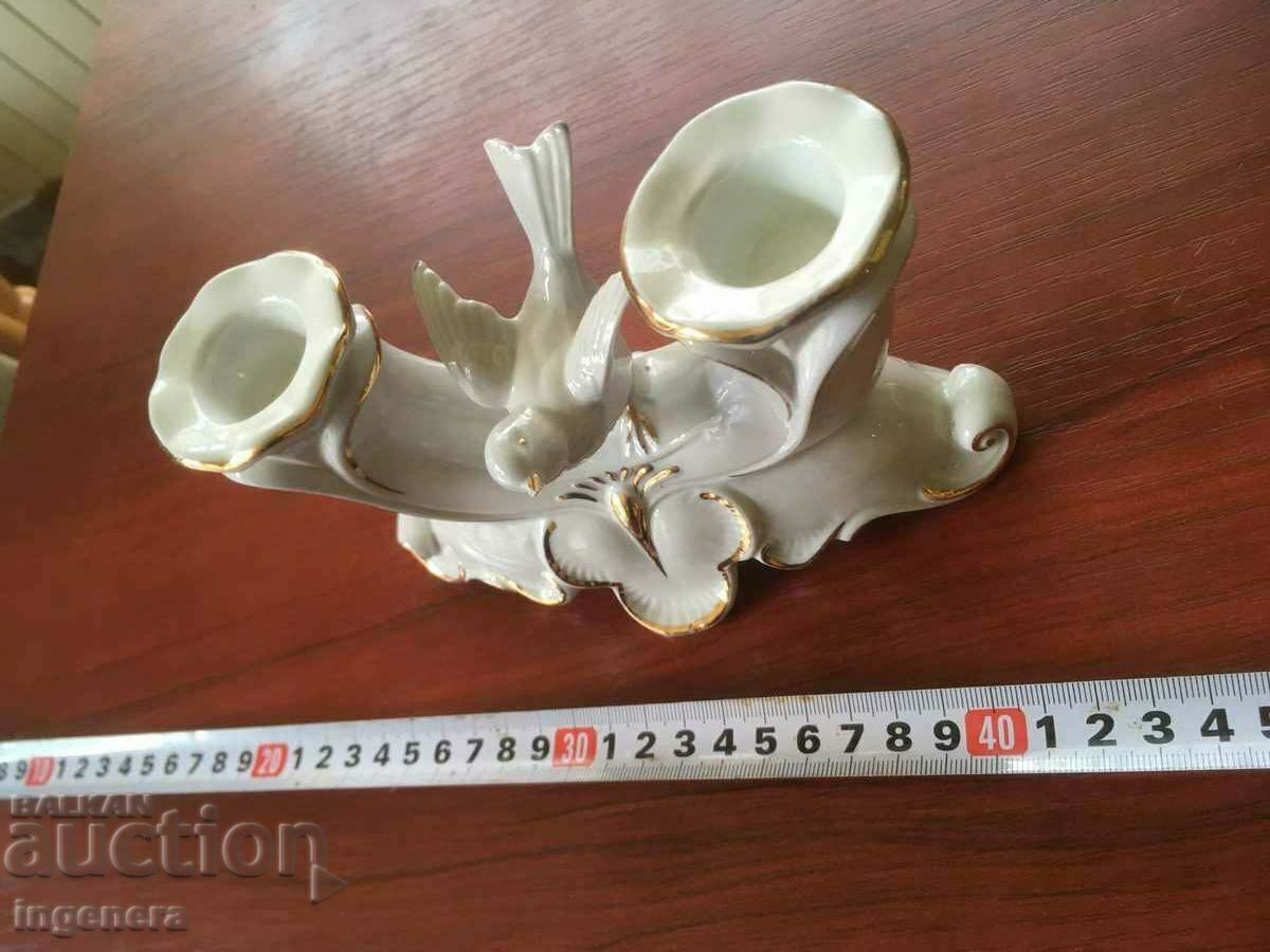 CANDLEHOLDER STATUTE FIGURE PORCELAIN GOLDEN BEAUTY - 7 CANDLEHOLDER STATUTE FIGURE PORCELAIN GOLDEN BEAUTY - 7