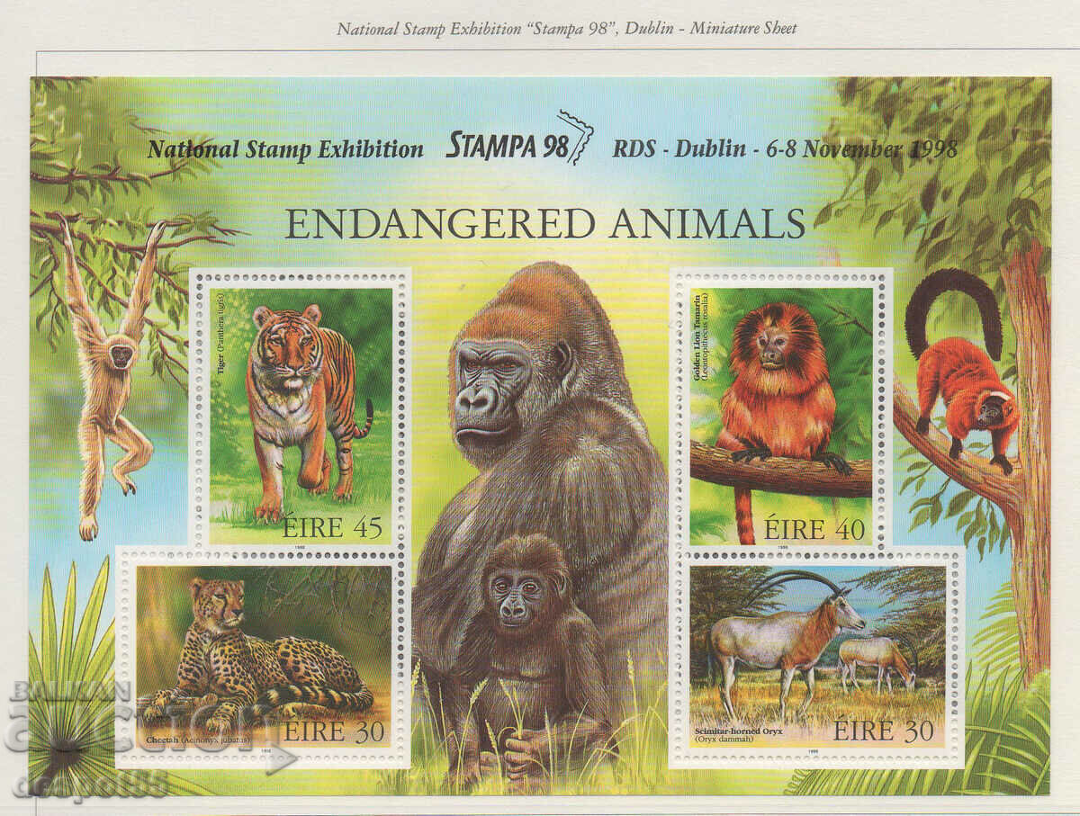 1998. Eire. Endangered animals - superintendent. Press '98. Block.