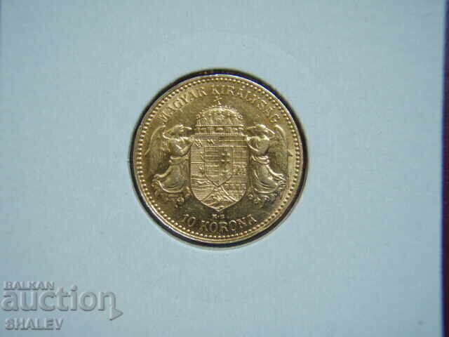 10 Coroane 1908 Ungaria (10 korona Ungariya) - XF/AU (aur) cu preț € 499.89 | 977.70 BGN