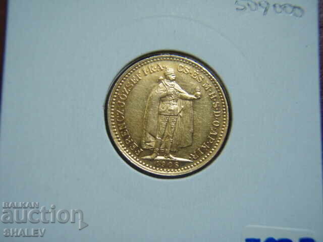 10 Korona 1908 Hungary (10 korona Ungaria) - XF/AU (gold) - 7