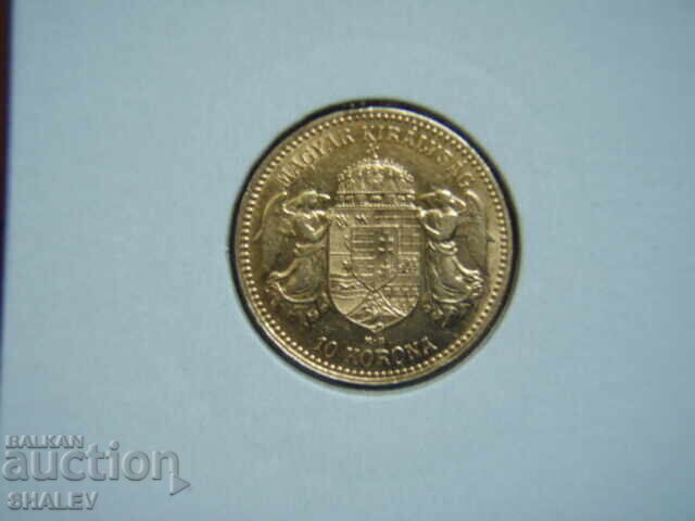 10 Coroane 1908 Ungaria (10 korona Ungariya) - XF/AU (aur) 10 Coroane 1908 Ungaria (10 korona Ungariya) - XF/AU (aur)