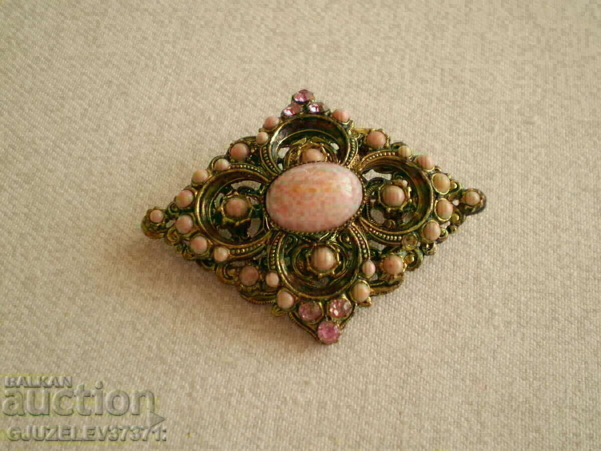 brooch with pink glass - 5 brooch with pink glass - 5
