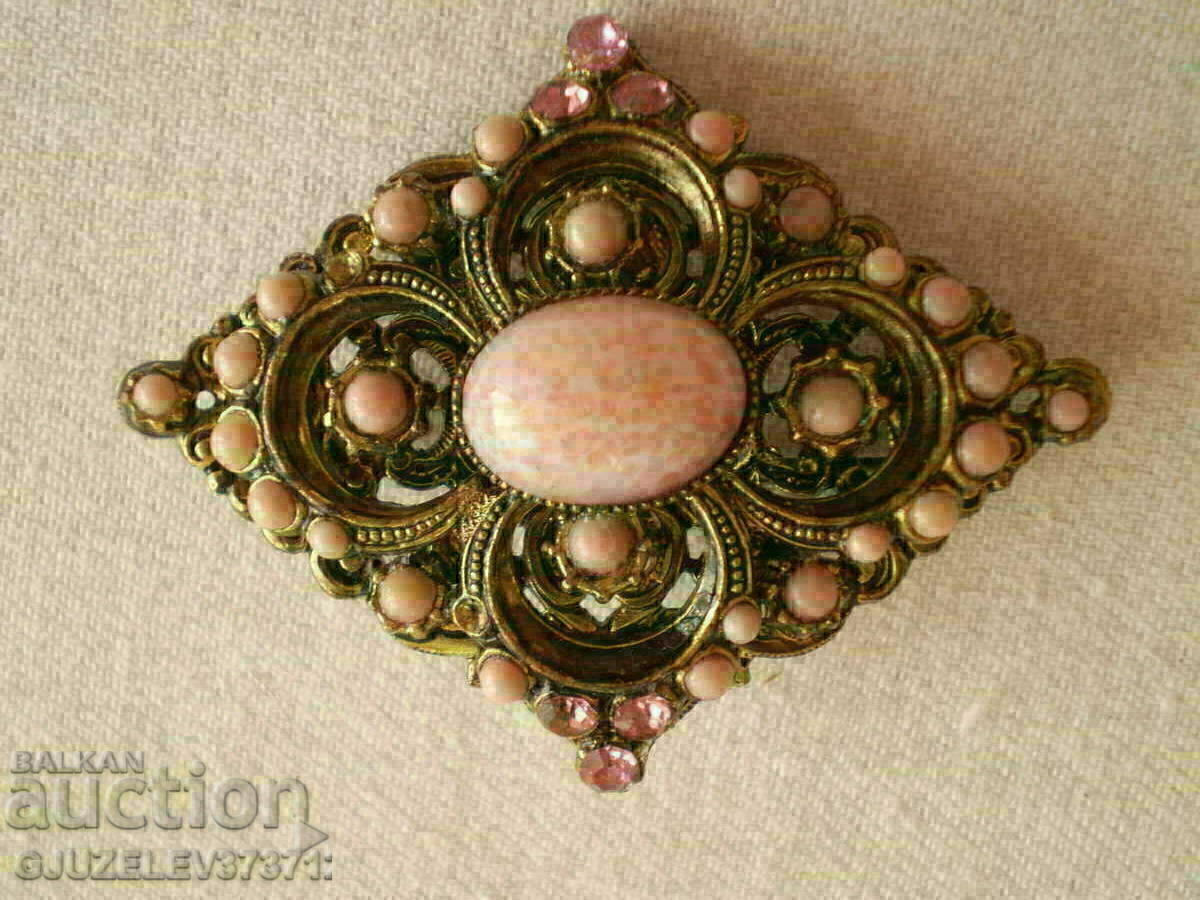 brooch with pink glass - 6 brooch with pink glass - 6