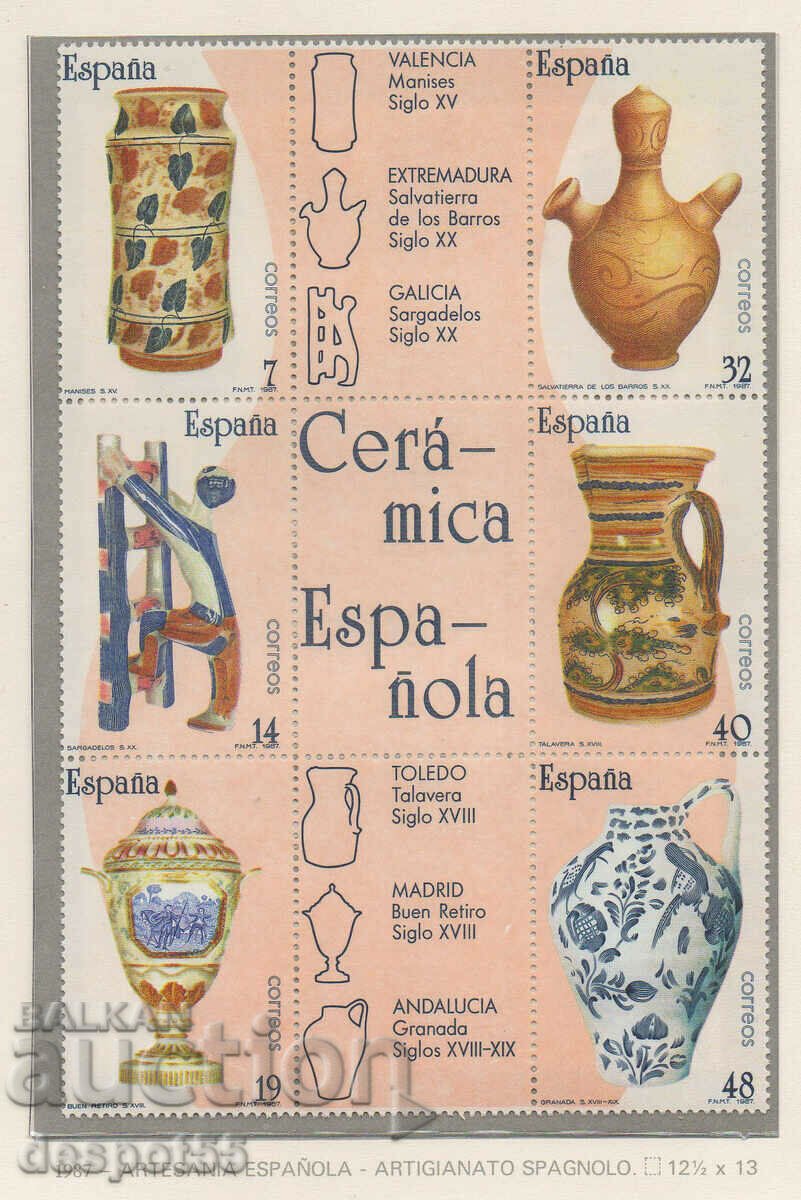 1987. Spain. Spanish ceramics. Block.