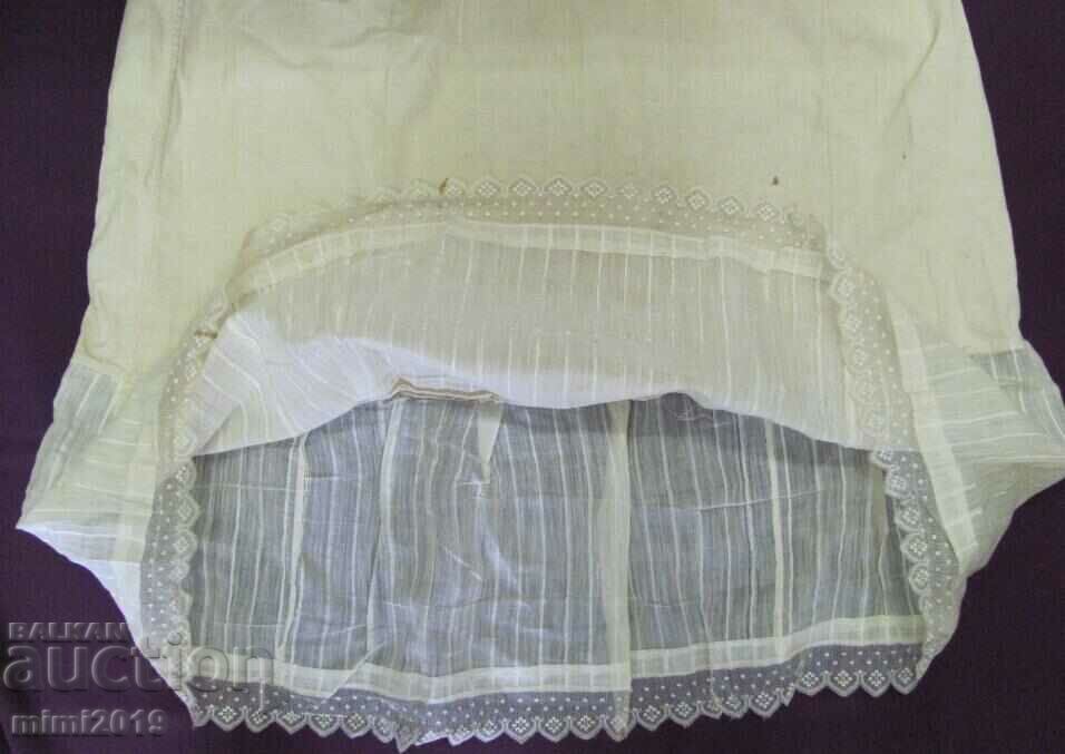19th century Women's skirt canary and lace - 5