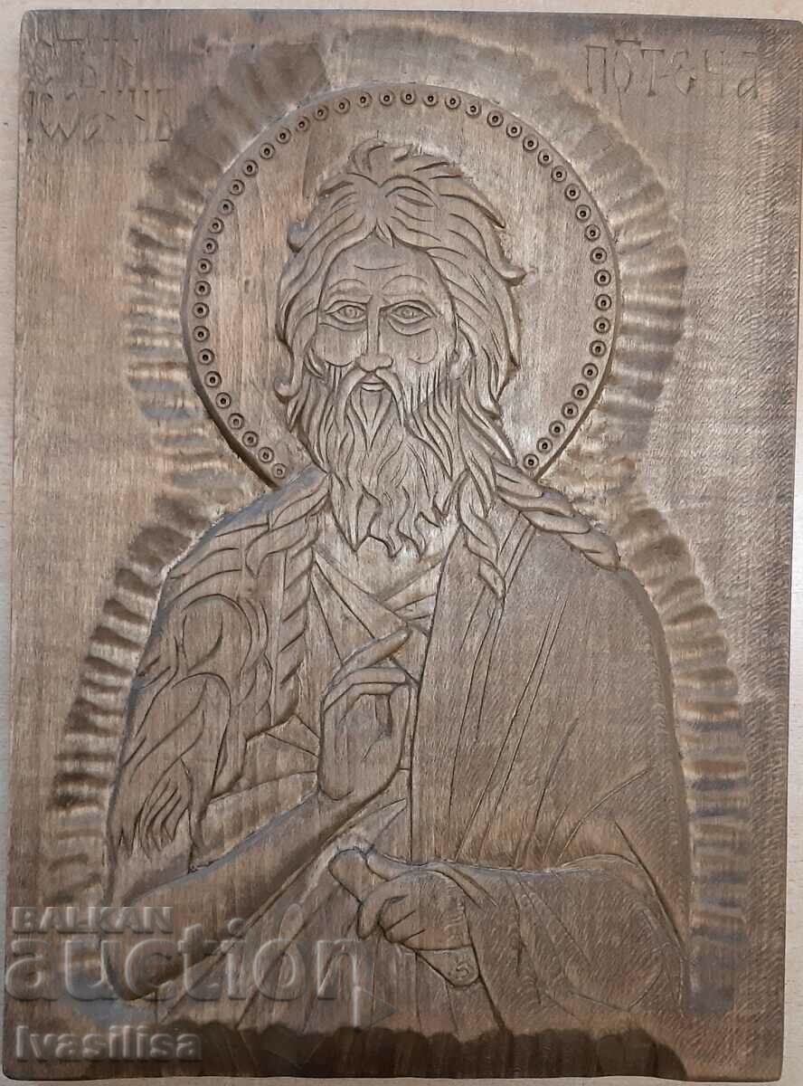 ICON WOOD CARVING "ST. JOHN" - Author's.