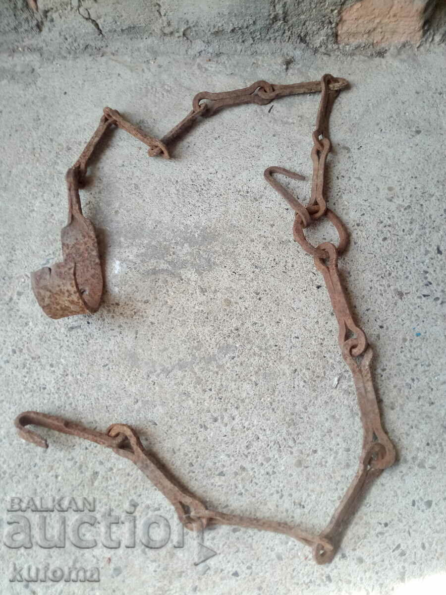 Old large wrought iron fireplace chain