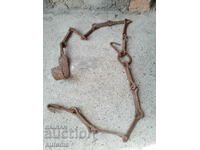 Old large wrought iron fireplace chain