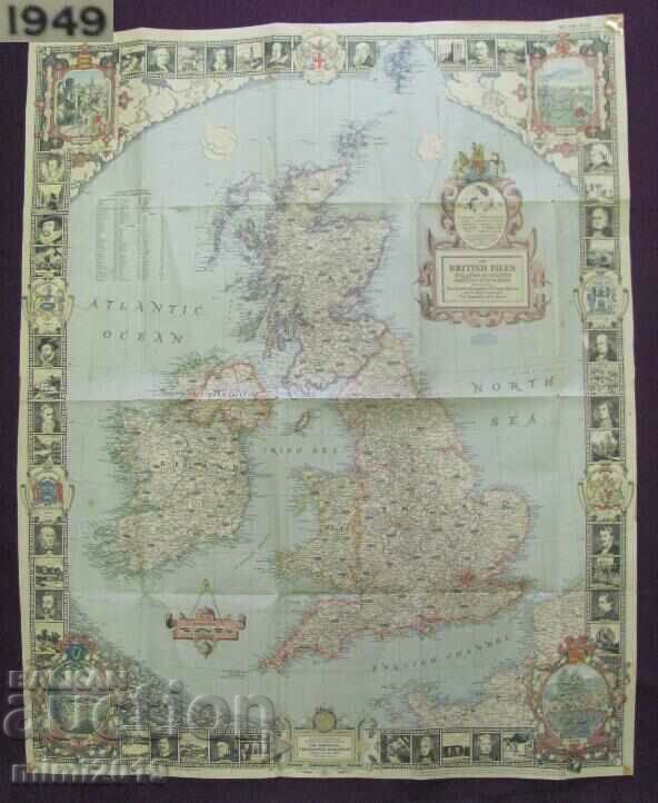 1949 British Geographical Old Map