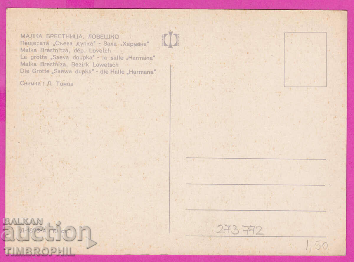 Delivery of 273772 / MALKA BRESTNITSA Post office Saeva dupka 1968 card Delivery of 273772 / MALKA BRESTNITSA Post office Saeva dupka 1968 card