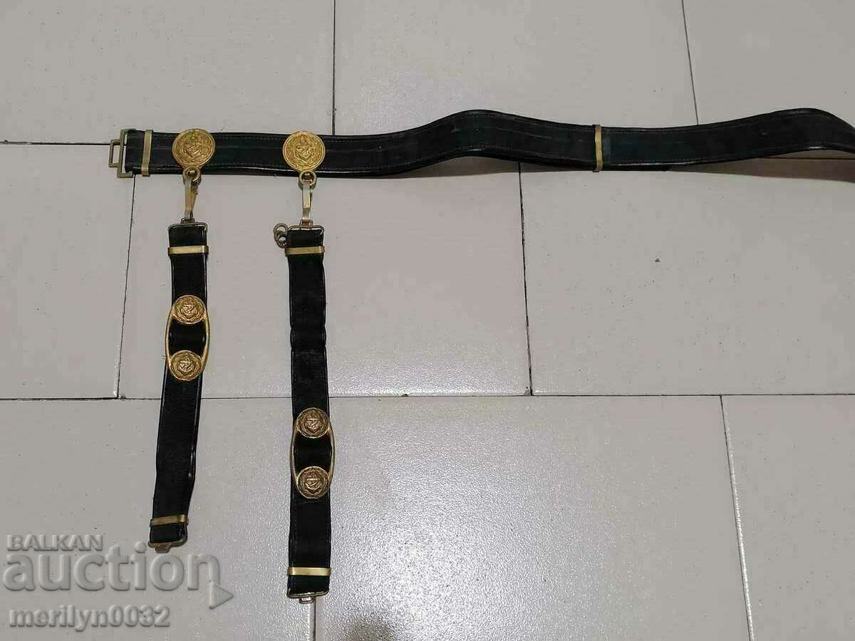 Auction Naval officer belt with dagger brackets Auction Naval officer belt with dagger brackets