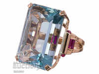 Ring # 59 with aquamarine - Gold plated with rose gold