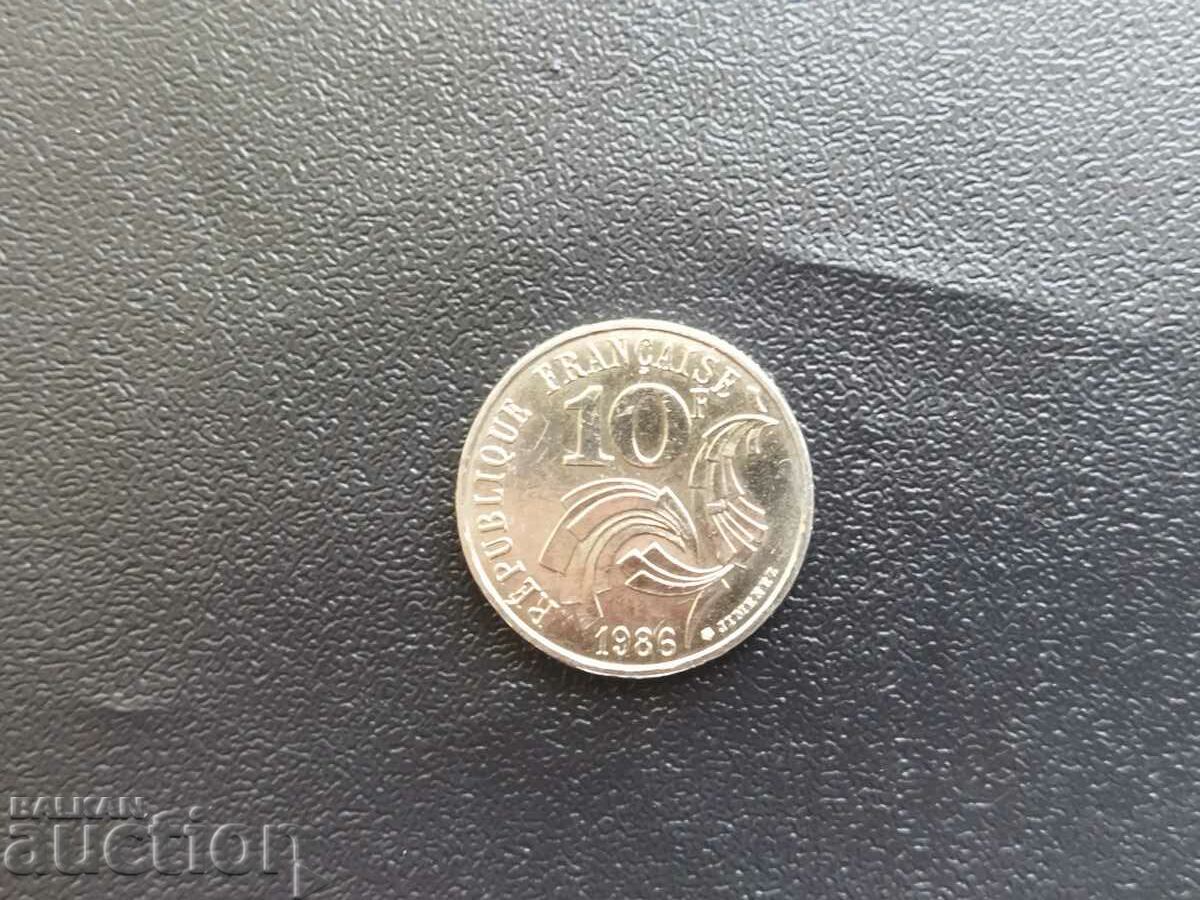 France 10 franc coin from 1986