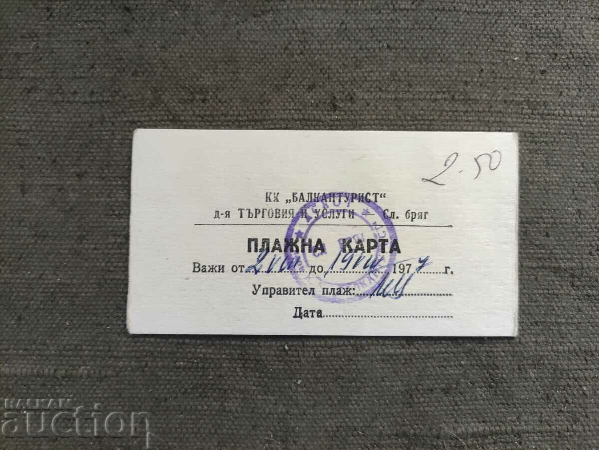 Beach map Sunny Beach - Balkantourist 1977