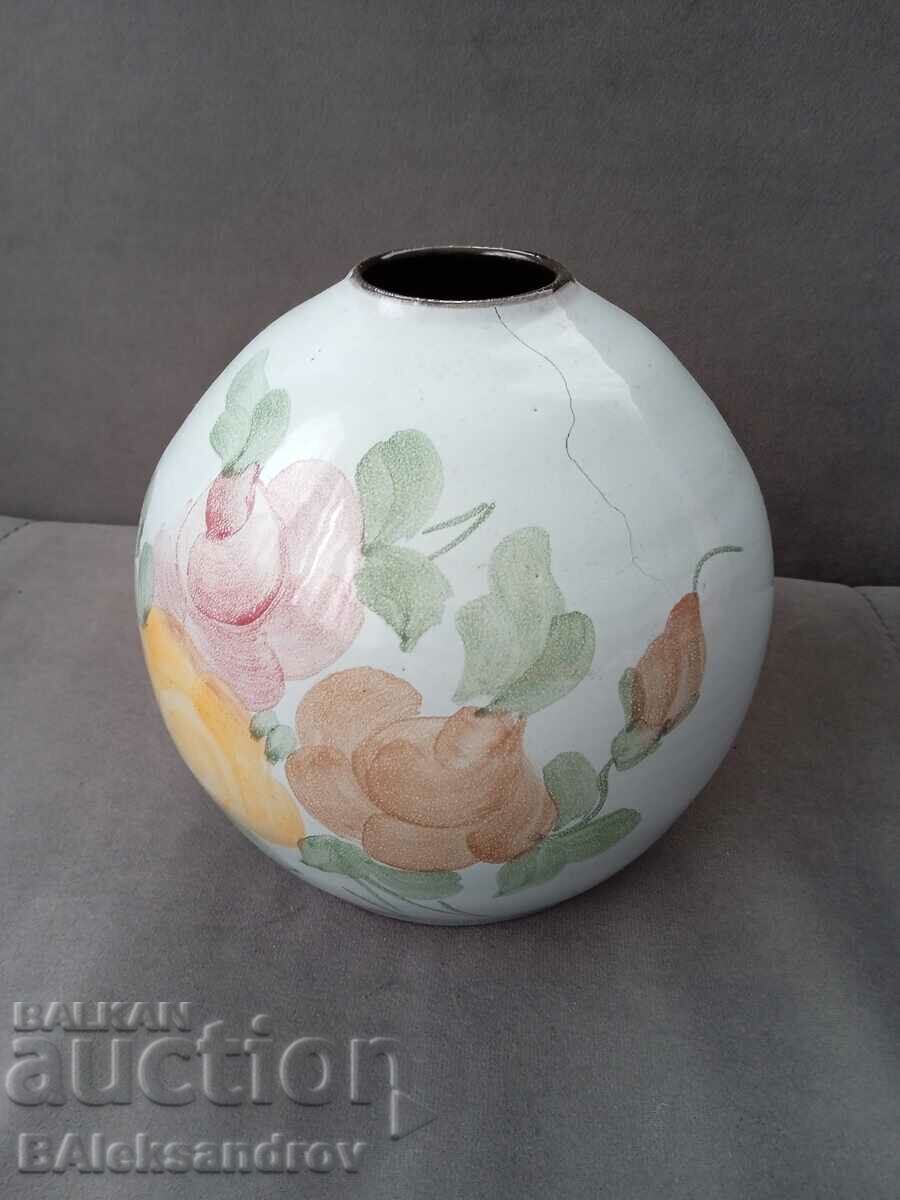 Old painted ceramic vase with price 8.00 BGN | € 4.09 Old painted ceramic vase with price 8.00 BGN | € 4.09