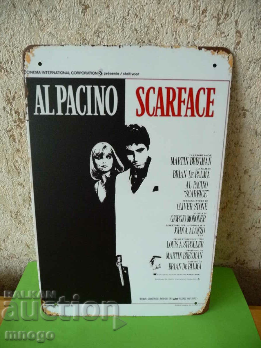 Placă metalică Al Pacino Scarface Thriller marcat cu Al Pacino