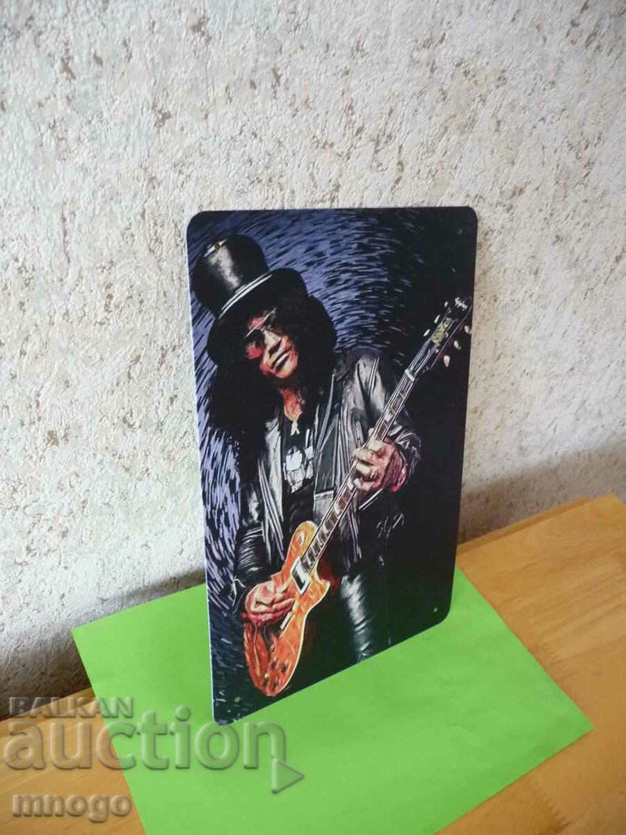 Μεταλλική πλάκα Slash Guns N'Roses rock n roll κιθαρίστας Slash με τιμή 22.00 BGN | € 11.25