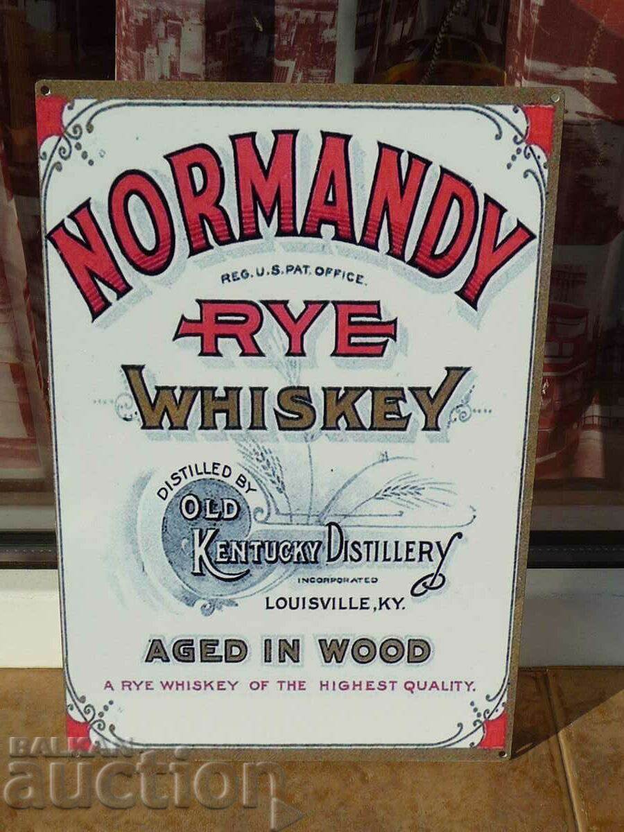 Metal plate whiskey Normandy Rye whiskey white alcohol