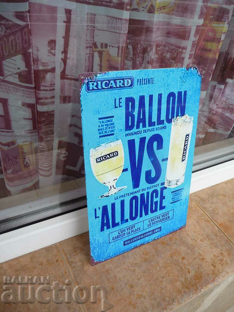 Auction Metal plate alcohol Ricard cocktail glasses bar restaurant Auction Metal plate alcohol Ricard cocktail glasses bar restaurant
